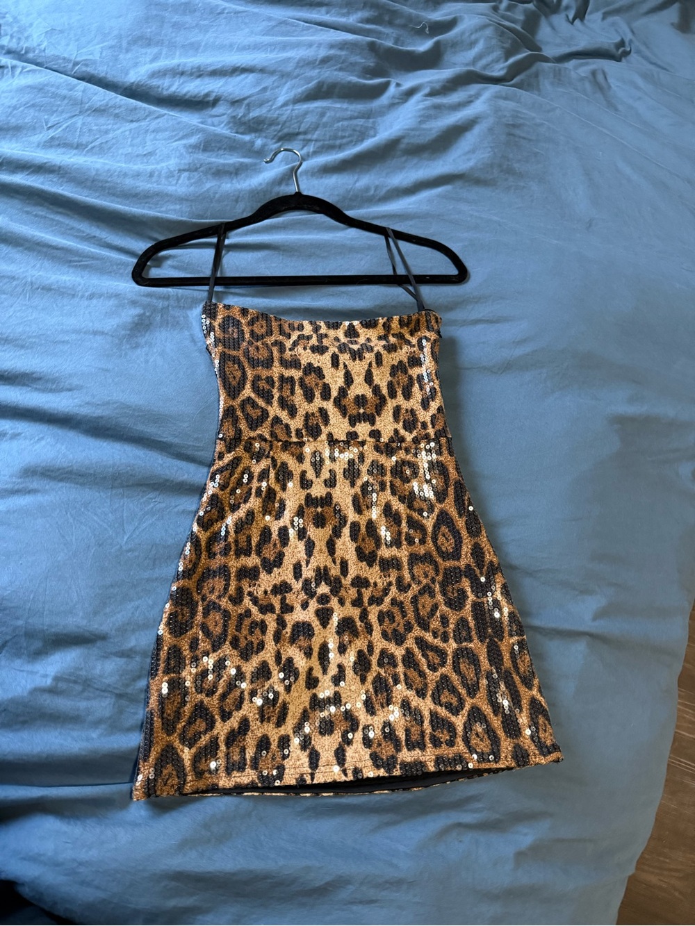 NWOT - Edikted Sequin Leopard Print Mini Dress Size S Y2K